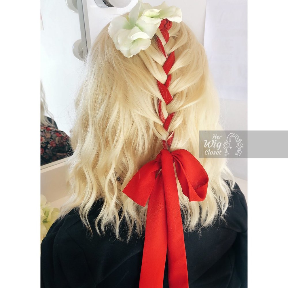12" Atomic Blonde Wavy Wig with Bangs | Amanda